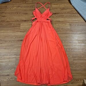 Anny Lee Vibrant Coral Backless Dress